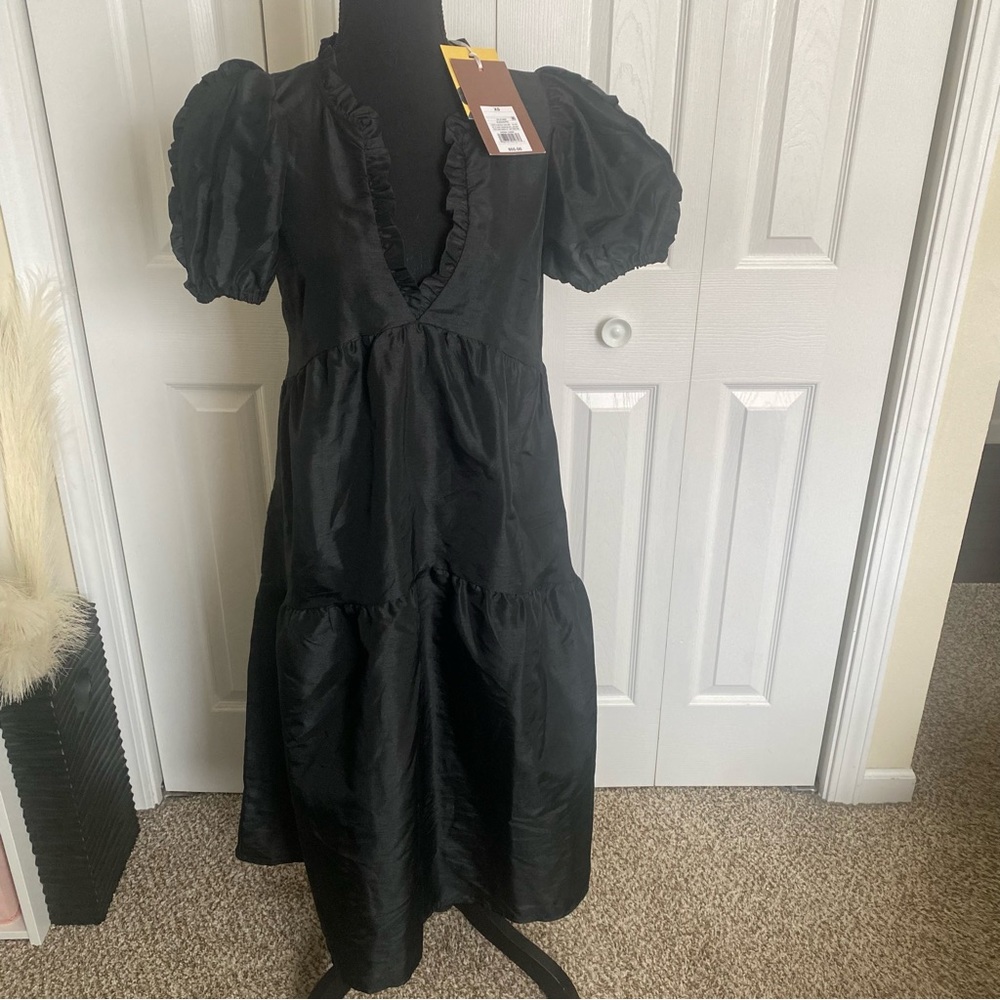 Kima Vargas Black Midi Dress Size XS